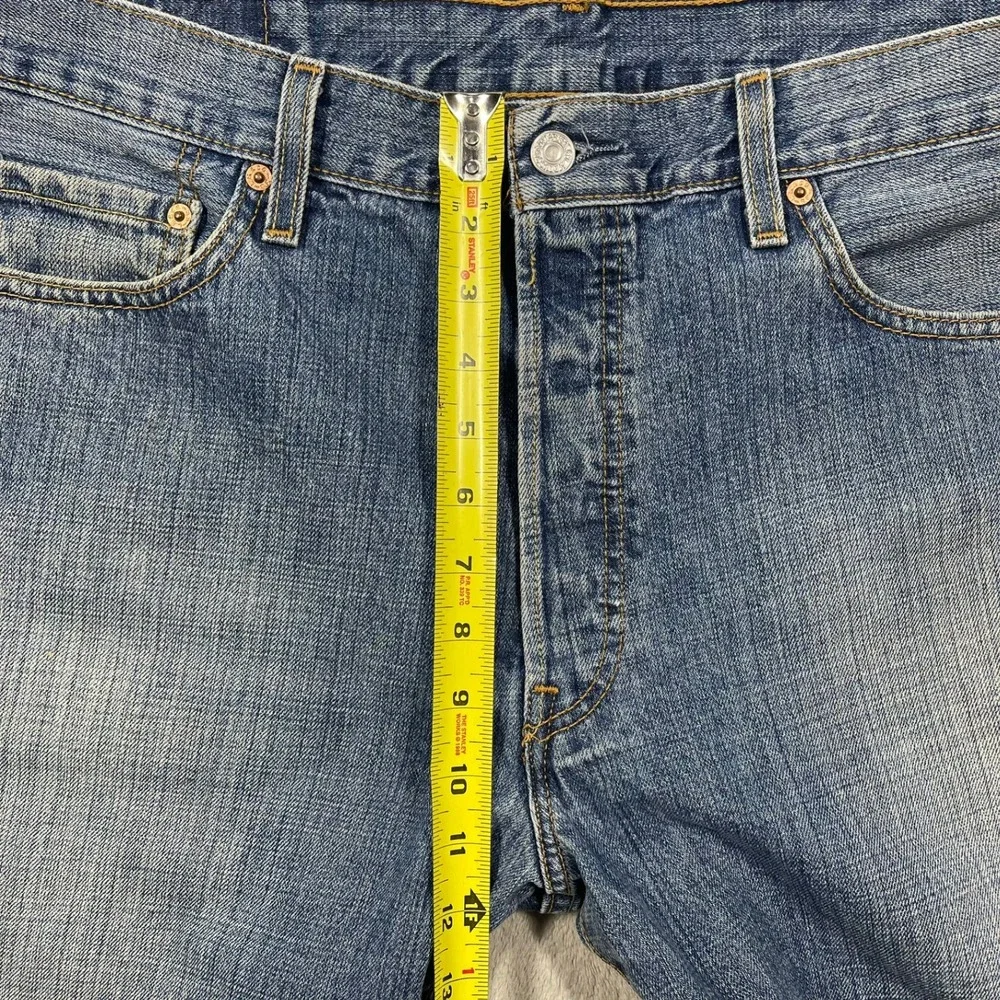Levi's 501 Jeans Mens 36(35)x31 Blue Straight‎ Leg Button Fly Distressed Denim